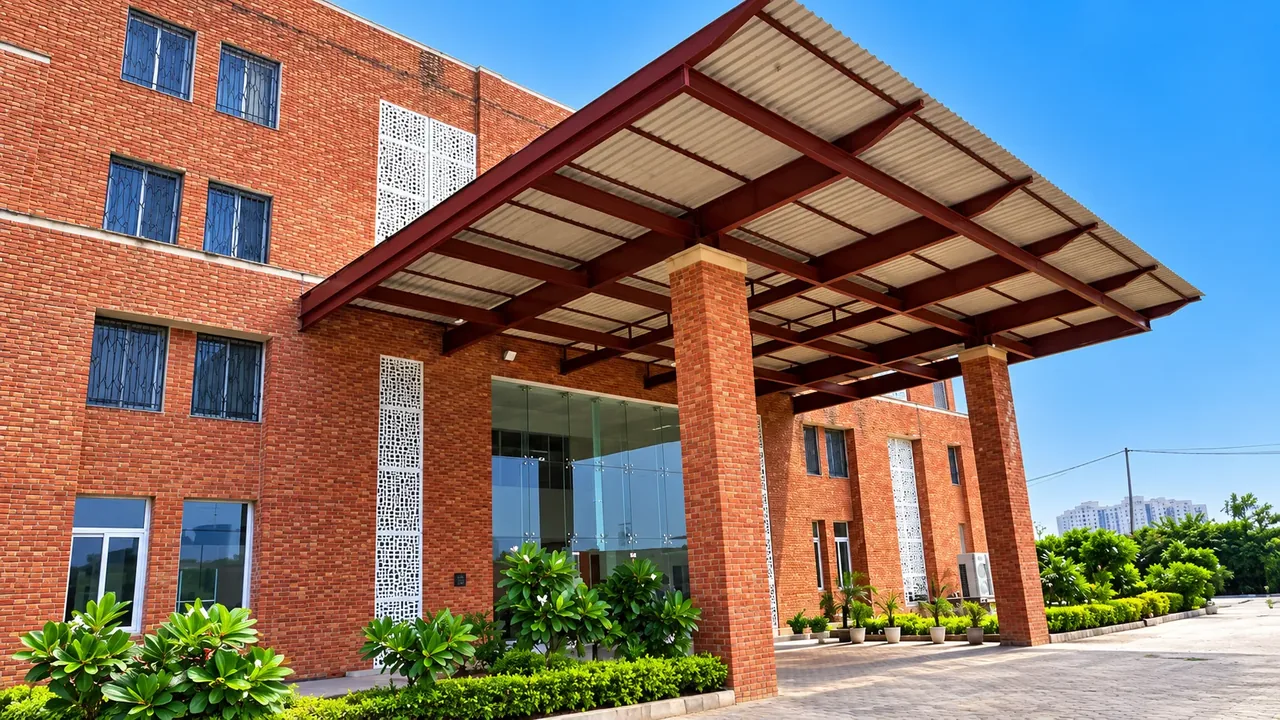 The brick building of Tulasi Healthcare in Sector 64, Gurugram, under its entrance canopy